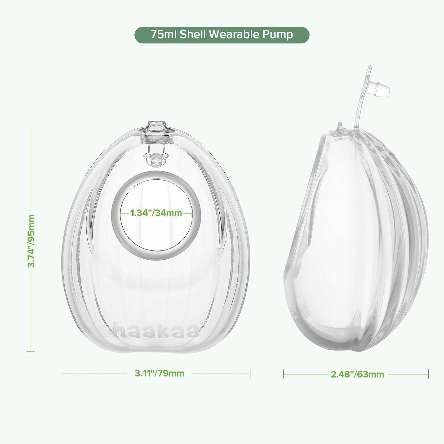 image:imagehaakaa Wearable Breast Pump Silicone Shell Breast Pump Hands Free Passive Breast Milk Collector Shield for Newborns Breastfeeding 120ml2 pc25 Ounce 1PK