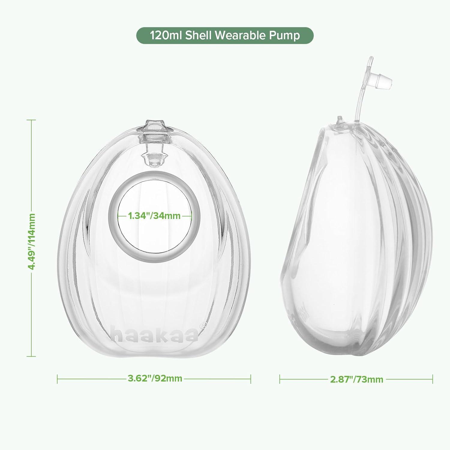 image:imagehaakaa Wearable Breast Pump Silicone Shell Breast Pump Hands Free Passive Breast Milk Collector Shield for Newborns Breastfeeding 120ml2 pc4 Ounce 1PK