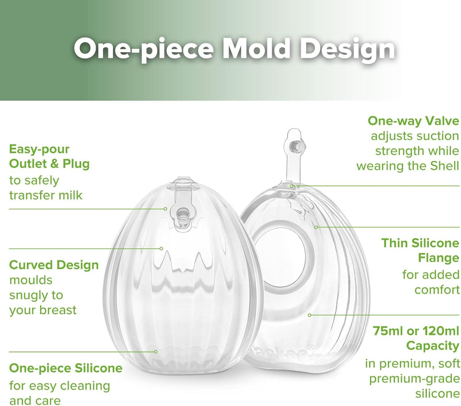 image:imagehaakaa Wearable Breast Pump Silicone Shell Breast Pump Hands Free Passive Breast Milk Collector Shield for Newborns Breastfeeding 120ml2 pc4 Ounce 2PK