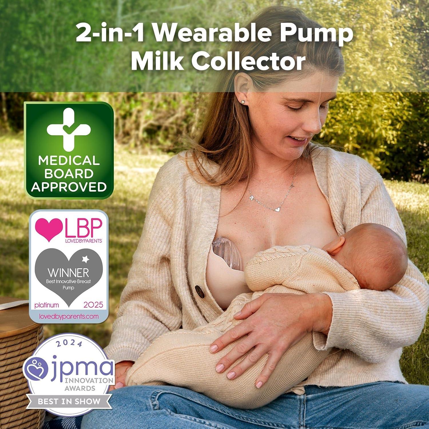 image:imagehaakaa Wearable Breast Pump Silicone Shell Breast Pump Hands Free Passive Breast Milk Collector Shield for Newborns Breastfeeding 120ml2 pc4 Ounce 2PK