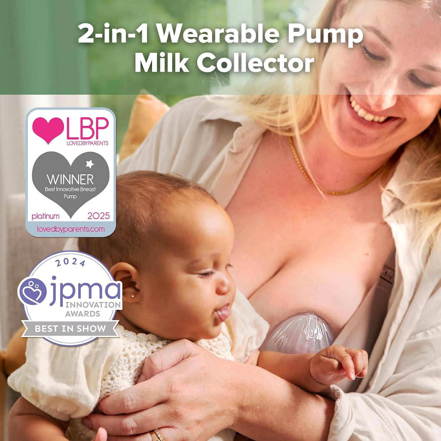 image:imagehaakaa Wearable Silicone Breast Pump with Steriliser Bag 2in1 HandsFree Passive Breast Milk Catcher for Nursing Mom Breastfeeding Essentials 75ml Shell Pumps amp 1 Steriliser Bag GreyClearfrosted
