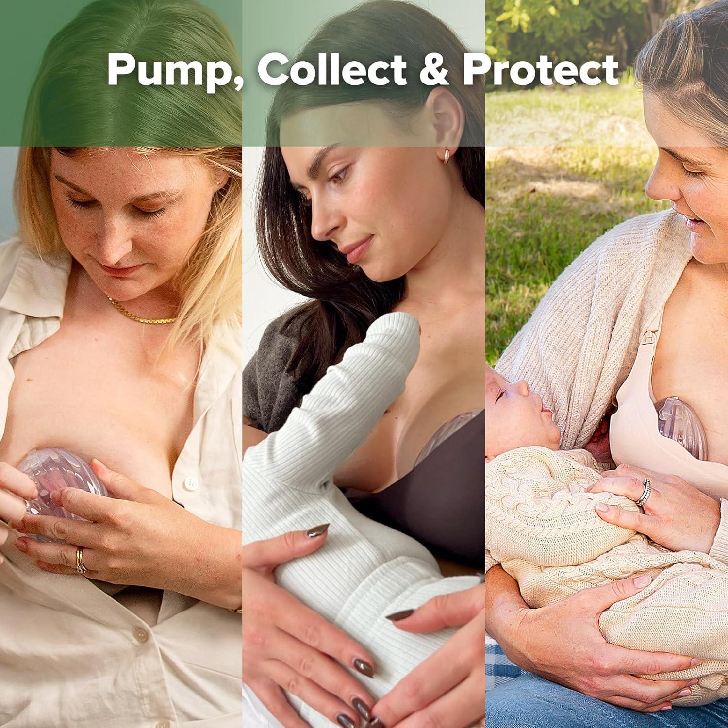 image:imagehaakaa Wearable Silicone Breast Pump with Steriliser Bag 2in1 HandsFree Passive Breast Milk Catcher for Nursing Mom Breastfeeding Essentials 75ml Shell Pumps amp 1 Steriliser Bag GreyClearfrosted