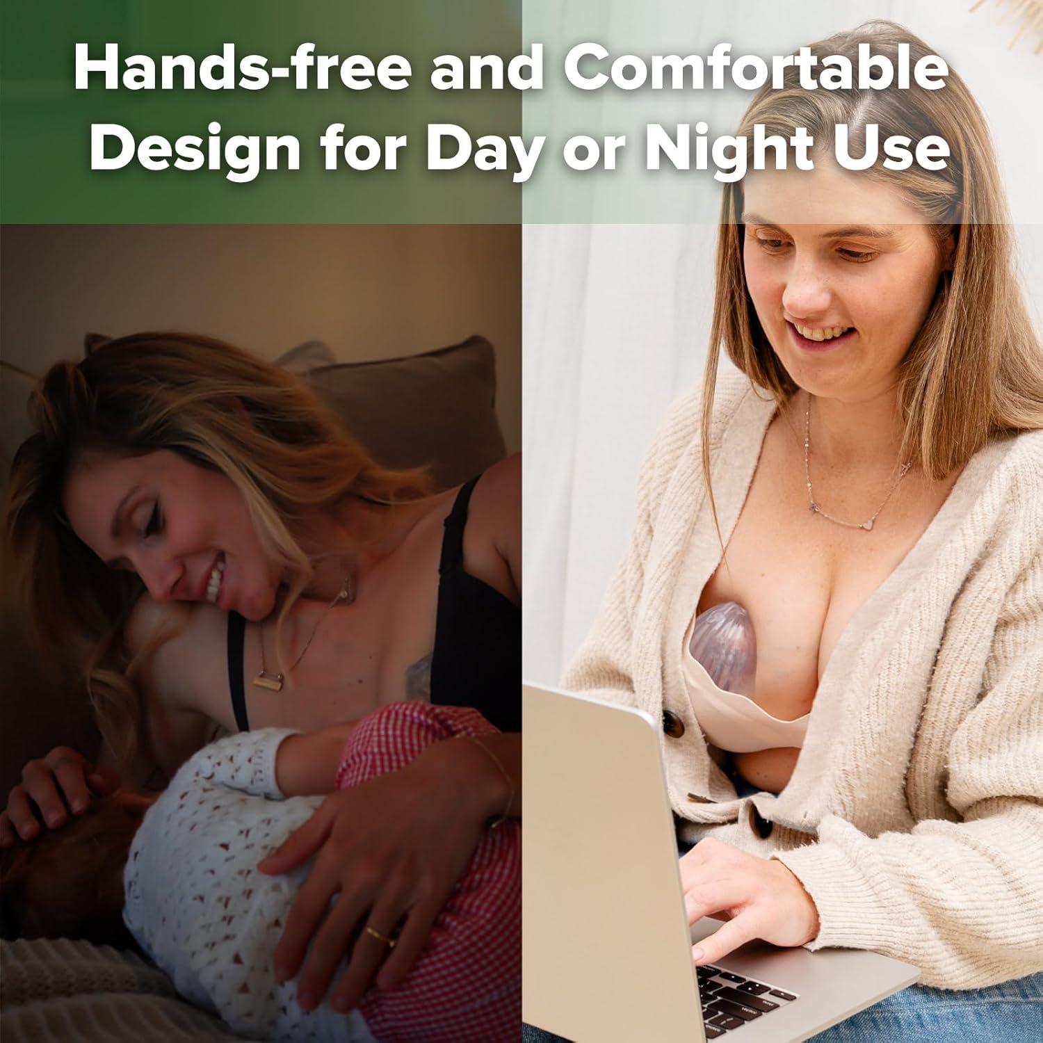 image:imagehaakaa Wearable Silicone Breast Pump with Steriliser Bag 2in1 HandsFree Passive Breast Milk Catcher for Nursing Mom Breastfeeding Essentials 75ml Shell Pumps amp 1 Steriliser Bag GreyCleargrey