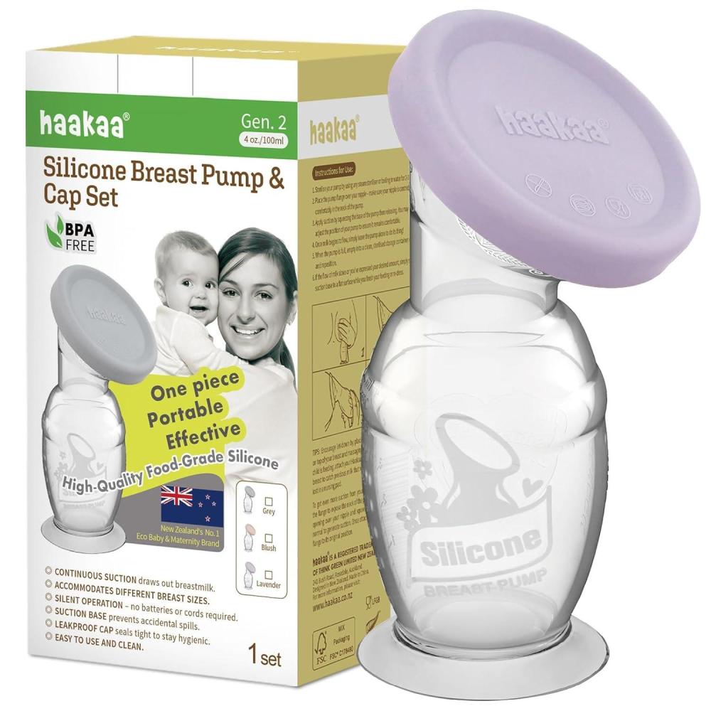 image:imageHaakaa Manual Breast Pump with Base 4 Fl Oz100mlLidLavander