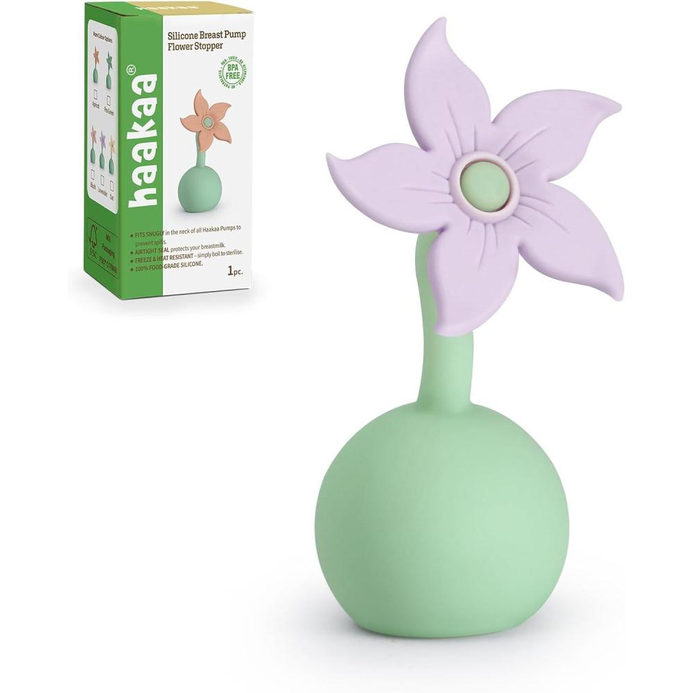 image:imagehaakaa Flower Stopper Breastpump Stopper Manual Breast Pump Silicone Flower Stopper 100 Food Grade Silicone BPA PVC and Phthalate Free 1 pc WhiteLavender