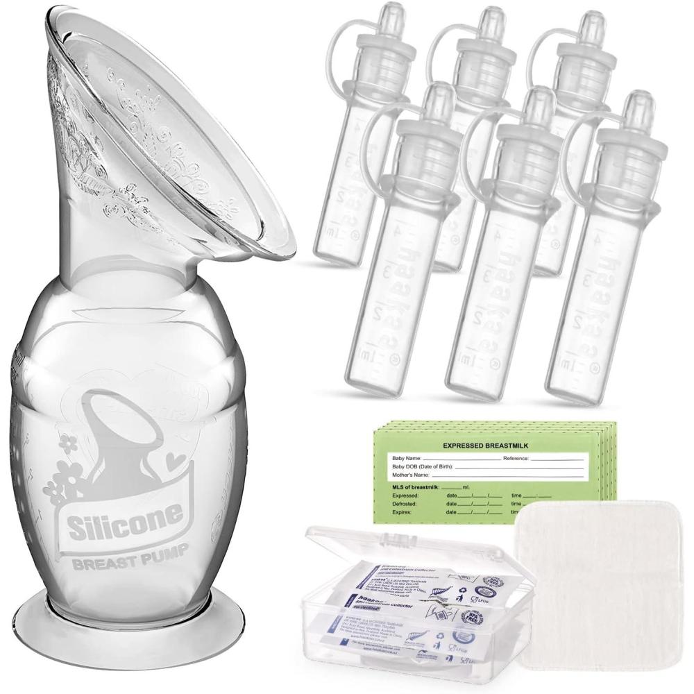 image:imagehaakaa Manual Breast Pump 5oz150ml amp Silicone Colostrum Collector Kit ReadytoUse Pack 01oz4ml 6pcs5 Ounce 150 ml