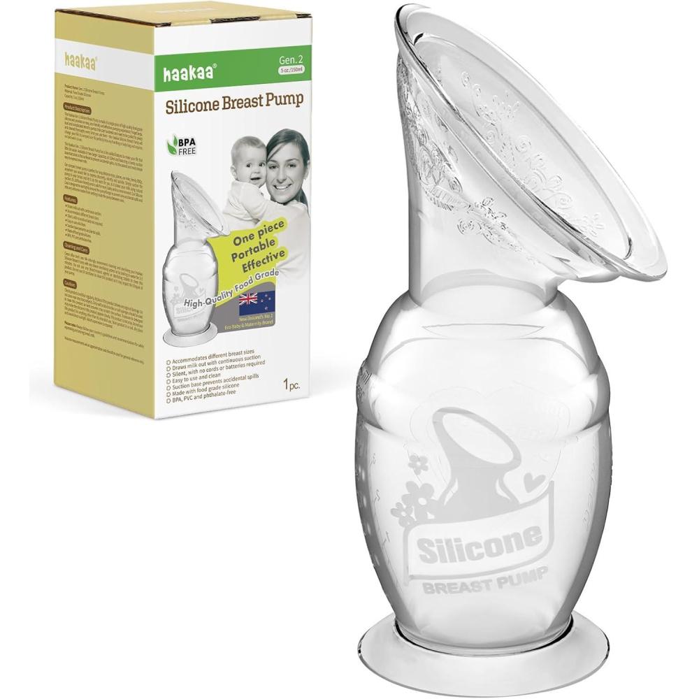 image:imagehaakaa Manual Breast Pump for Breastfeeding Silicone Clear 4oz100ml1 Count Pack of 1G2 5 Ounce