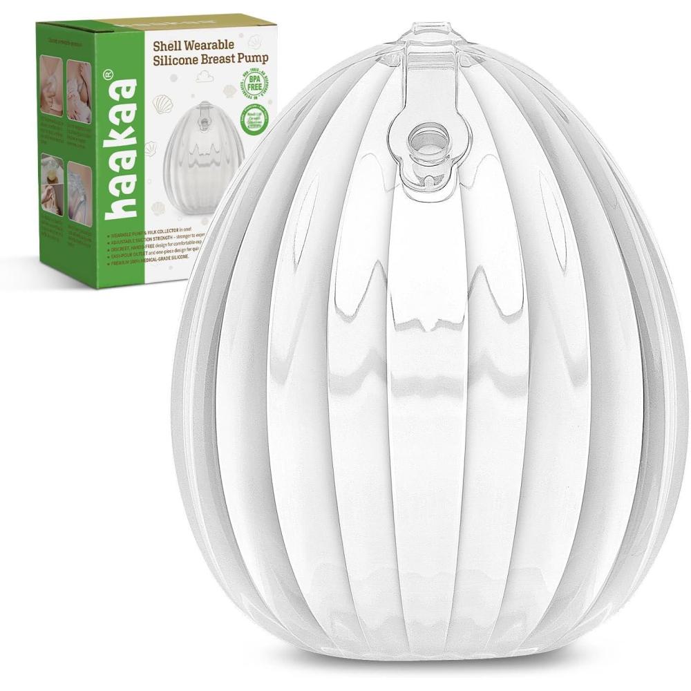 image:imagehaakaa Shell Wearable Silicone Breast Pump  Silicone Hands Free Breast Pump  Passive Breast Milk Collector Shell for Newborns  Breastfeeding Essentials  4oz120ml1 Count4 Ounce