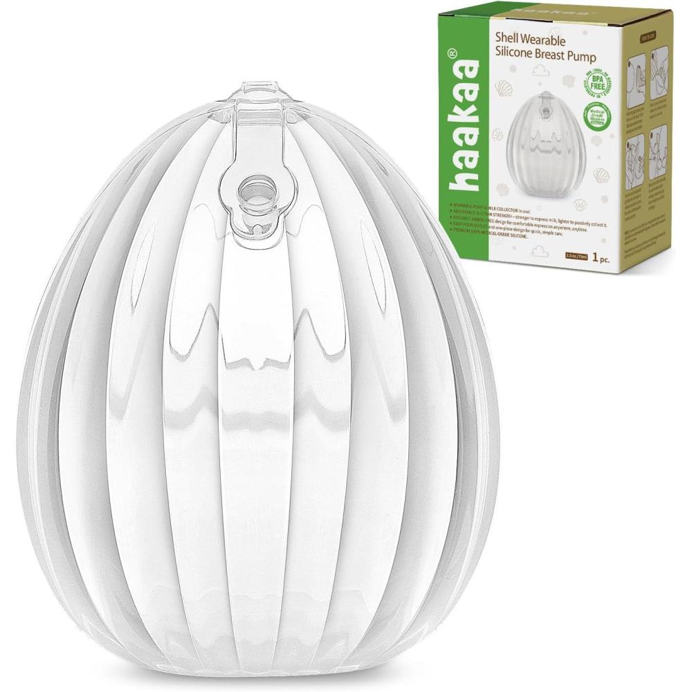 image:imagehaakaa Wearable Breast Pump Silicone Shell Breast Pump  Hands Free Passive Breast Milk Collector Shield for Newborns Breastfeeding 120ml2 pc25 Ounce 1PK
