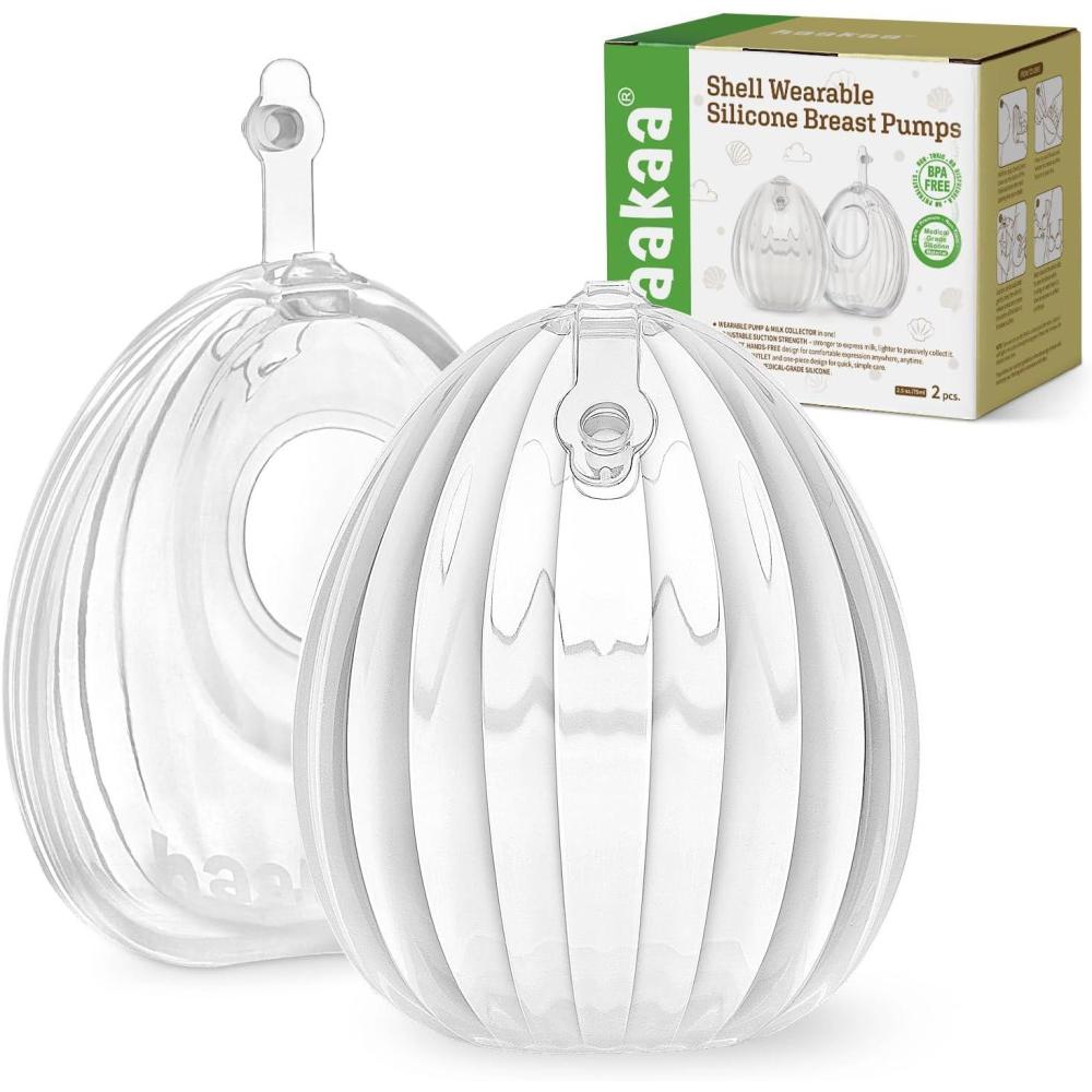 image:imagehaakaa Wearable Breast Pump Silicone Shell Breast Pump Hands Free Passive Breast Milk Collector Shield for Newborns Breastfeeding 120ml2 pc25 Ounce 2PK