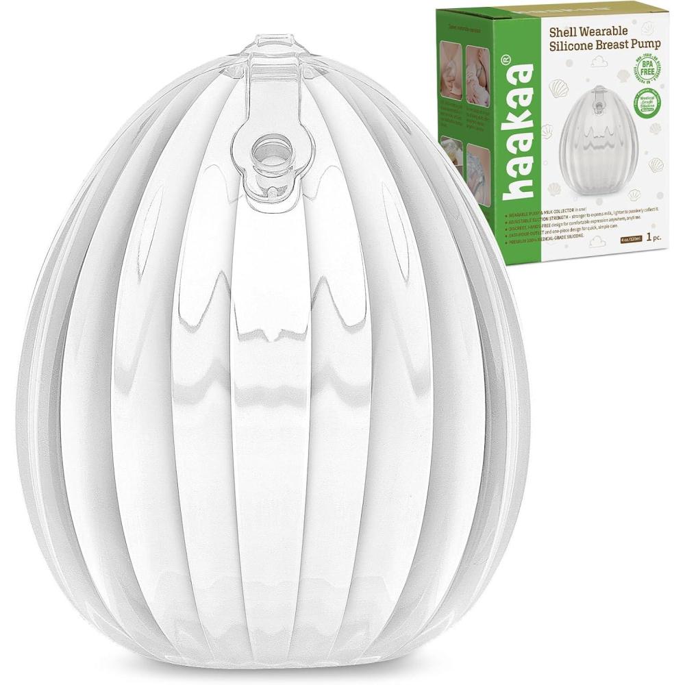 image:imagehaakaa Wearable Breast Pump Silicone Shell Breast Pump Hands Free Passive Breast Milk Collector Shield for Newborns Breastfeeding 120ml2 pc4 Ounce 1PK