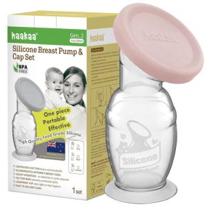 Haakaa Manual Breast Pump with Base 4 Fl Oz/100ml+Lid(Blush)