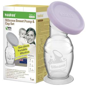 Haakaa Manual Breast Pump with Base 4 Fl Oz/100ml+Lid(Lavander)