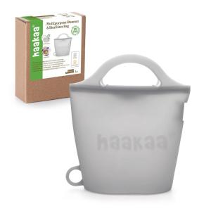 Haakaa On-The-Go Silicone Microwave Steam Sterilizer Bags for Travel, 50oz/1500mlReusable Silicone Steaming Bags for Baby Bottles, Breast Pump, Accessories, Pacifiers, Teethers,Grey/2PCS(Grey 1PC)
