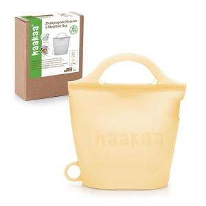 Haakaa On-The-Go Silicone Microwave Steam Sterilizer Bags for Travel, 50oz/1500mlReusable Silicone Steaming Bags for Baby Bottles, Breast Pump, Accessories, Pacifiers, Teethers,Grey/2PCS(Pineapple 1PC)