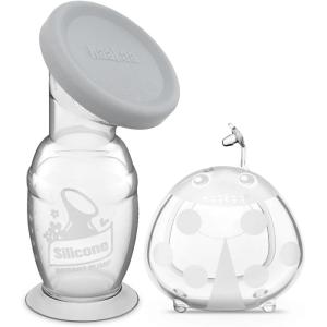 haakaa 150ml Manual Breast Pump with Leakproof Silicone Lid and 75ml Wearable Ladybug Breast Milk Collector Combo New Breastfeeding Gift(4 Ounce)