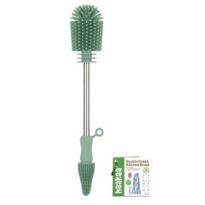 haakaa Cleaning Brush Silicone Bottle Brush Double-Ended Soft Silicone Bristles for Breast Pumps, Breast Milk Collectors, Baby Bottles, Teats, Breastmilk Storage Bags, Pea Green-1pk(Pea Green)