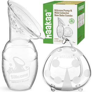 haakaa Manual Breast Pump for Breastfeeding 4oz/100ml and Ladybug Milk Collector 2.5oz/75ml Combo, Food-Grade Silicone(2 Piece Set)