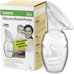 haakaa Manual Breast Pump for Breastfeeding, Silicone, Clear 4oz/100ml(1 Count (Pack of 1))