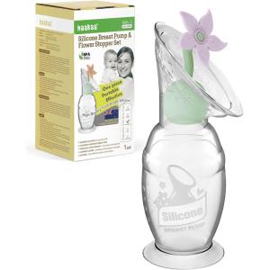 haakaa Manual Breast Pump with Flower Stopper Set, Gen.2 Silicone Hand Pump with Suction Base, BPA Free (4oz/100ml, Lavender)(Lavender)