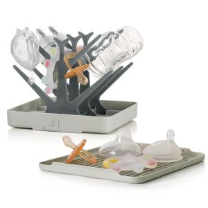haakaa Portable Baby Bottle Drying Rack with Tray, Space Saving Bottle Drying Tree for Bottles/Pump Parts/Pacifiers,Easy-Store Dryer Rack Great for Home & Travel, BPA Free (Grey)(Slate Grey)