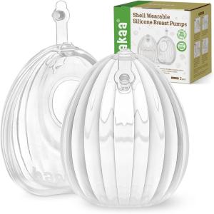haakaa Wearable Breast Pump, Silicone Shell Breast Pump – Hands Free, Passive Breast Milk Collector Shield for Newborns, Breastfeeding, 120ml-2 pc(4 Ounce 2PK)