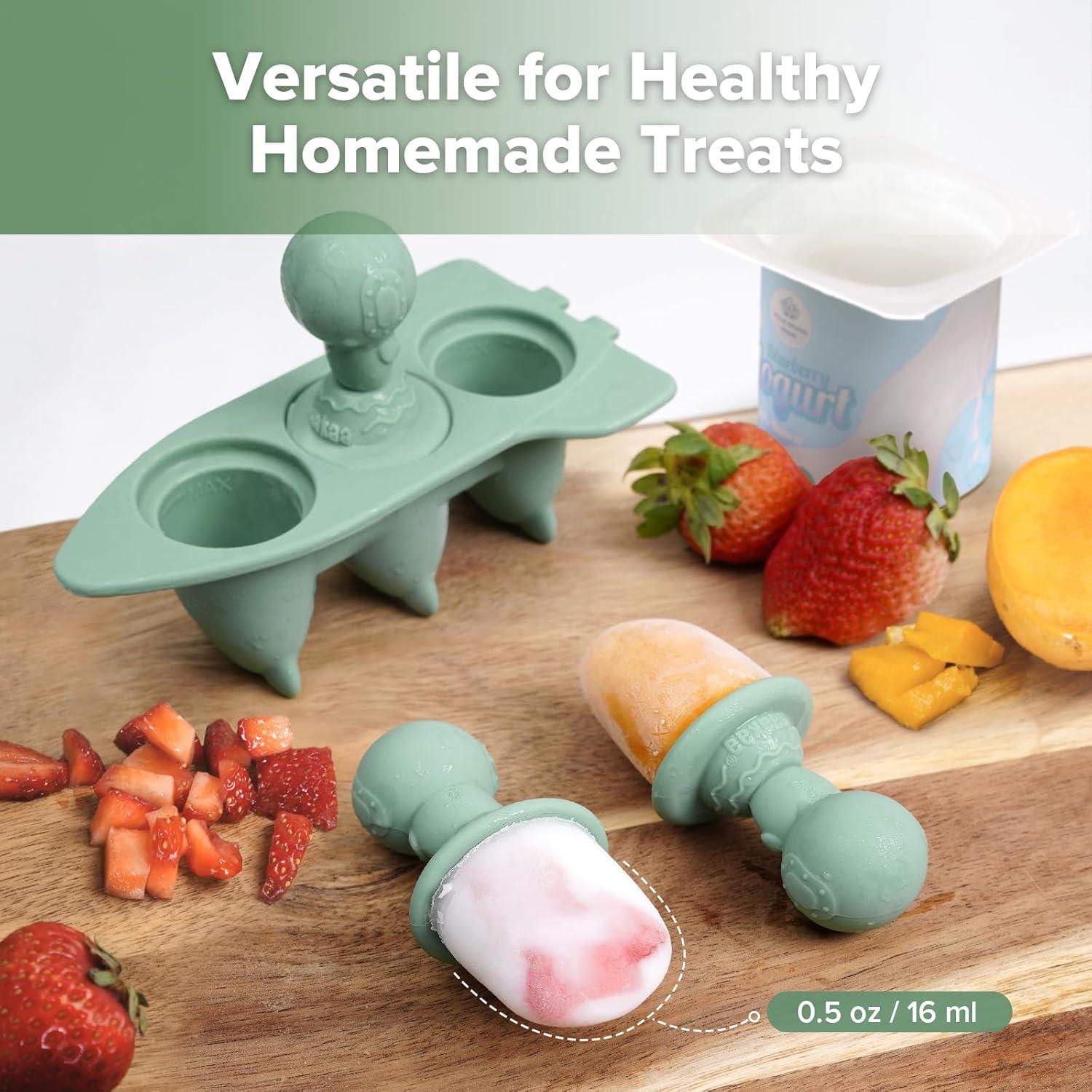 image:imageHaakaa Astronaut Ice Pop Mould Set Mini Silicone Breastmilk Popsicle Molds with Sticks AntiChoking Design Ideal for Baby Teething Relief Frozen Breastmilk Treat Maker for InfantPea Green