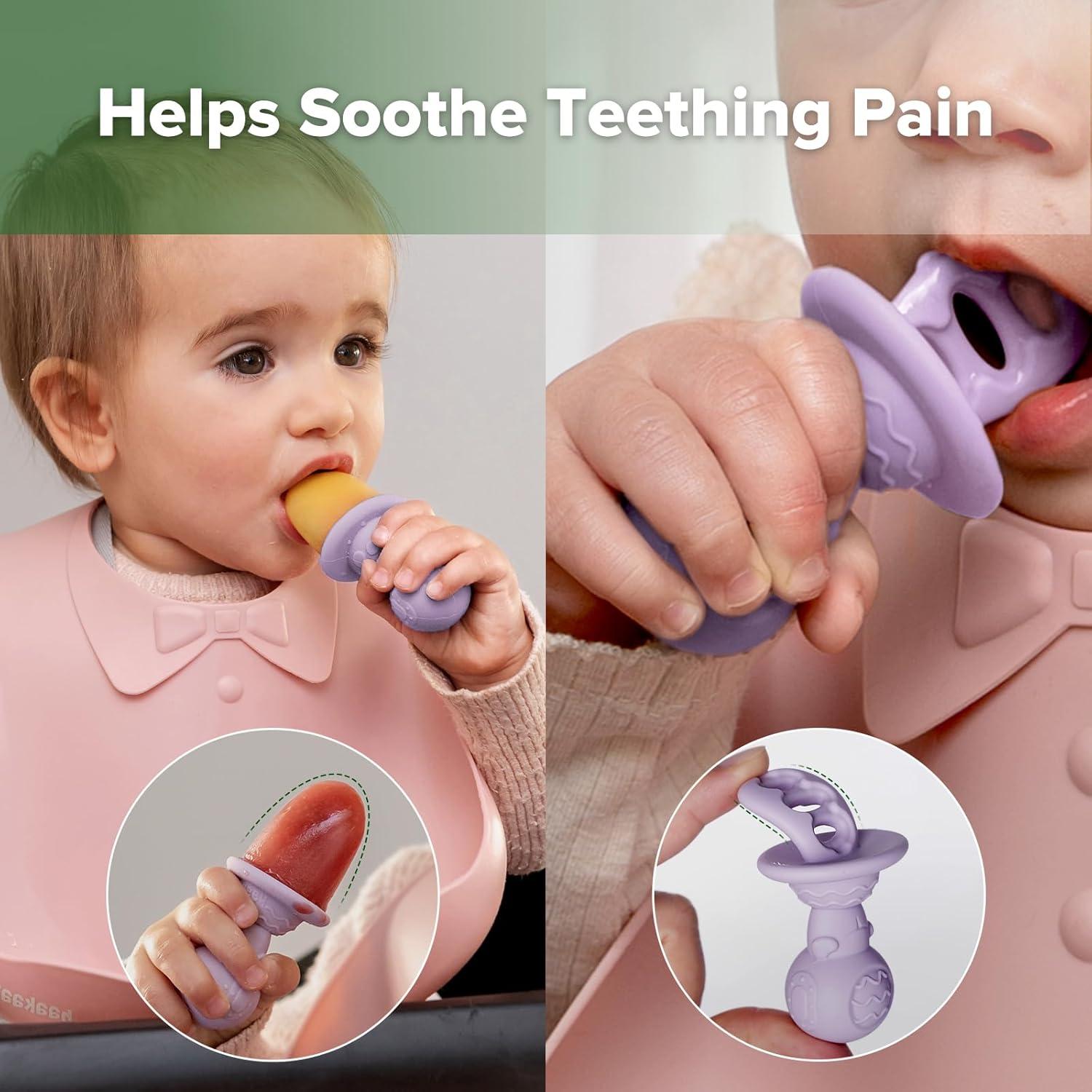 image:imageHaakaa Astronaut Ice Pop Mould Set Mini Silicone Breastmilk Popsicle Molds with Sticks AntiChoking Design Ideal for Baby Teething Relief Frozen Breastmilk Treat Maker for InfantLavender