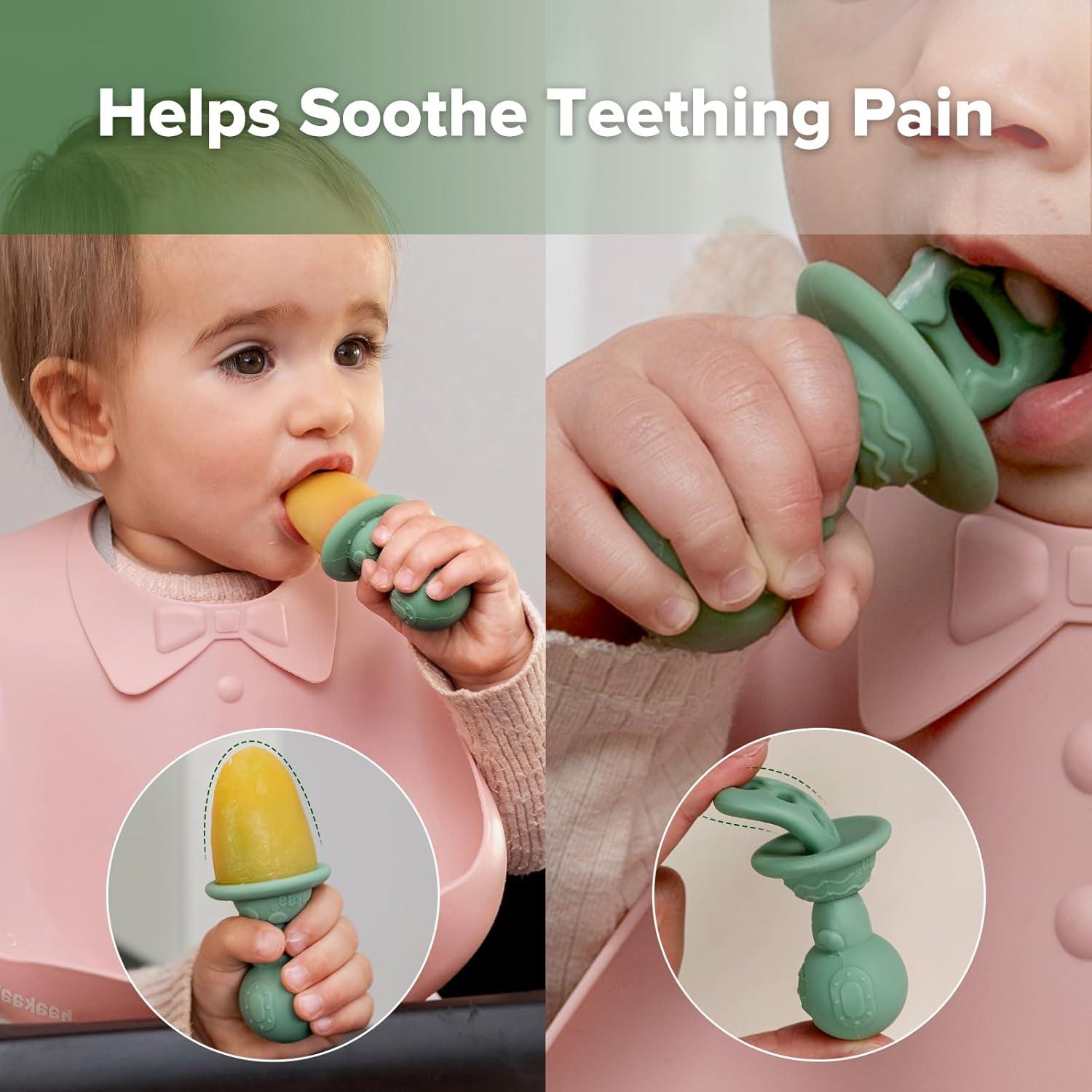 image:imageHaakaa Astronaut Ice Pop Mould Set Mini Silicone Breastmilk Popsicle Molds with Sticks AntiChoking Design Ideal for Baby Teething Relief Frozen Breastmilk Treat Maker for InfantPea Green