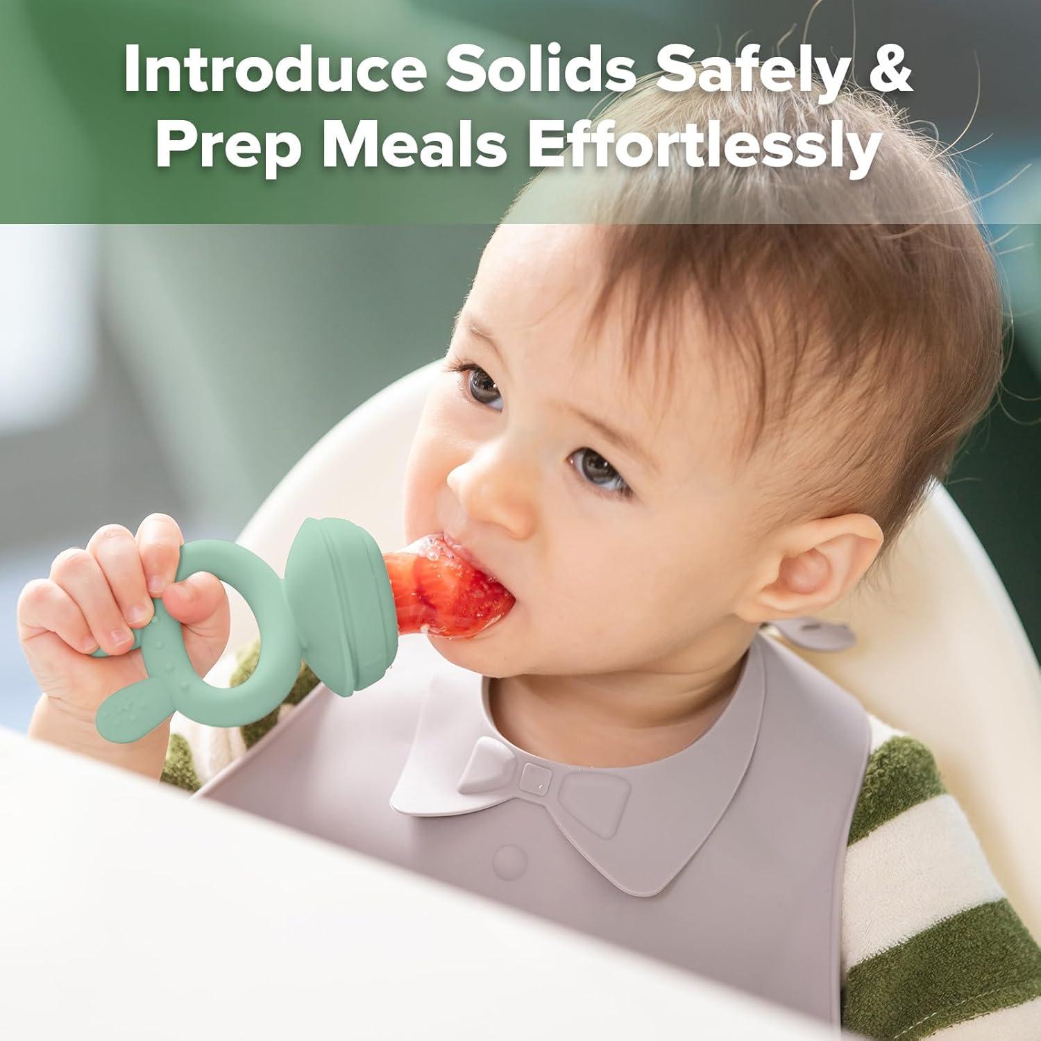 image:imageHaakaa Baby Fruit Food Feeder amp Mini Freezer Nibble Tray Combo Breastmilk Popsicle Molds for Baby Cooling Relief BPA Free Silicone Feeder for Safe Infant Self Feeding 4 Month BlushPea Green