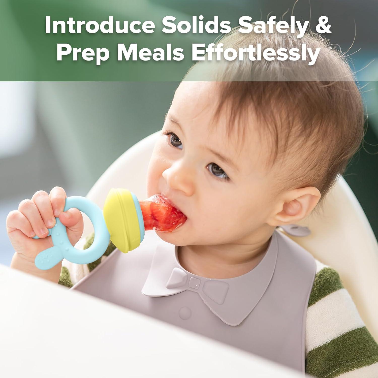 image:imageHaakaa Baby Fruit Food Feeder amp Mini Freezer Nibble Tray Combo Breastmilk Popsicle Molds for Baby Cooling Relief BPA Free Silicone Feeder for Safe Infant Self Feeding 4 Month BlushBlue