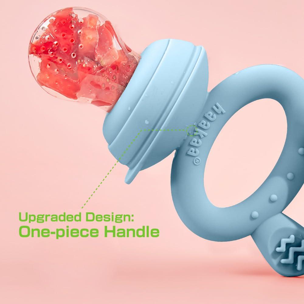 image:imageHaakaa Baby Fruit Food Feeder amp Mini Freezer Nibble Tray Combo Breastmilk Popsicle Molds for Baby Cooling Relief BPA Free Silicone Feeder for Safe Infant Self Feeding 4 Month BlushSky Blue