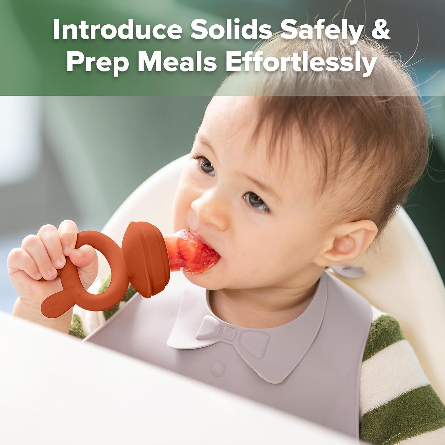 image:imageHaakaa Baby Fruit Food Feeder amp Mini Freezer Nibble Tray Combo Breastmilk Popsicle Molds for Baby Cooling Relief BPA Free Silicone Feeder for Safe Infant Self Feeding 4 Month BlushCopper