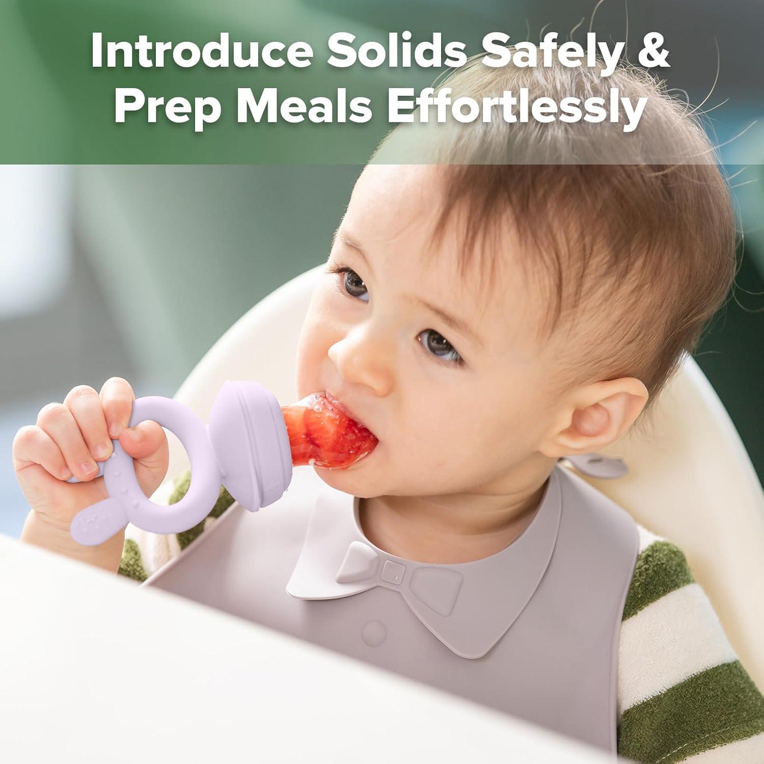 image:imageHaakaa Baby Fruit Food Feeder amp Mini Freezer Nibble Tray Combo Breastmilk Popsicle Molds for Baby Cooling Relief BPA Free Silicone Feeder for Safe Infant Self Feeding 4 Month BlushLavender