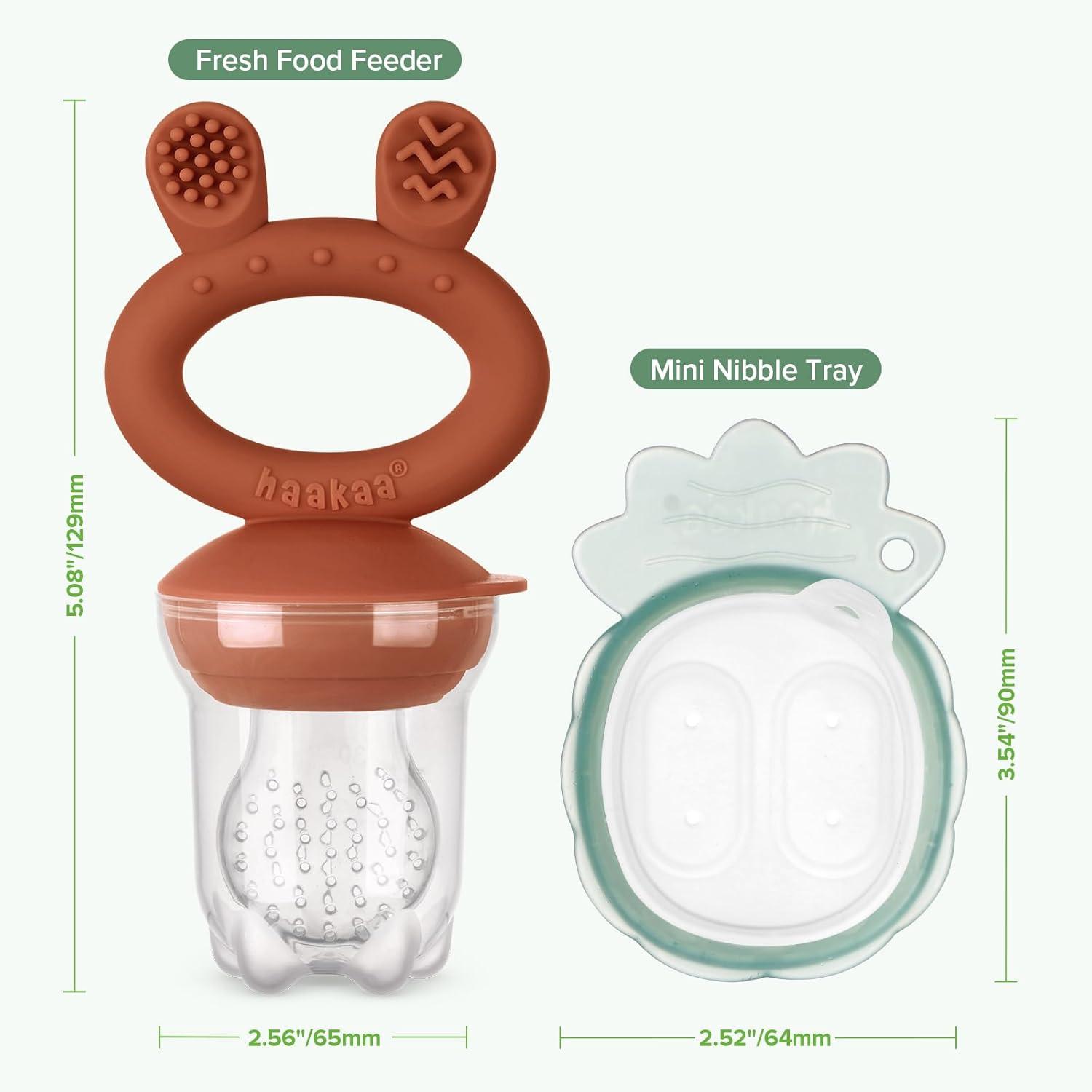 image:imageHaakaa Baby Fruit Food Feeder amp Mini Freezer Nibble Tray Combo Breastmilk Popsicle Molds for Baby Cooling Relief BPA Free Silicone Feeder for Safe Infant Self Feeding 4 Month BlushCopper