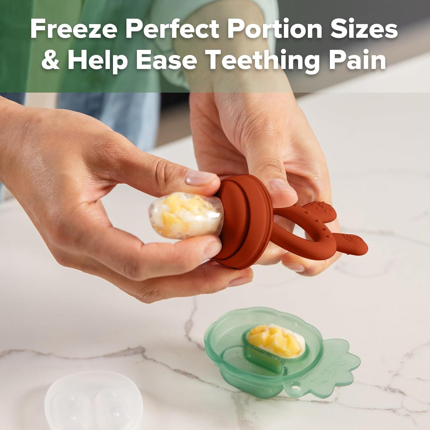 image:imageHaakaa Baby Fruit Food Feeder amp Mini Freezer Nibble Tray Combo Breastmilk Popsicle Molds for Baby Cooling Relief BPA Free Silicone Feeder for Safe Infant Self Feeding 4 Month BlushCopper