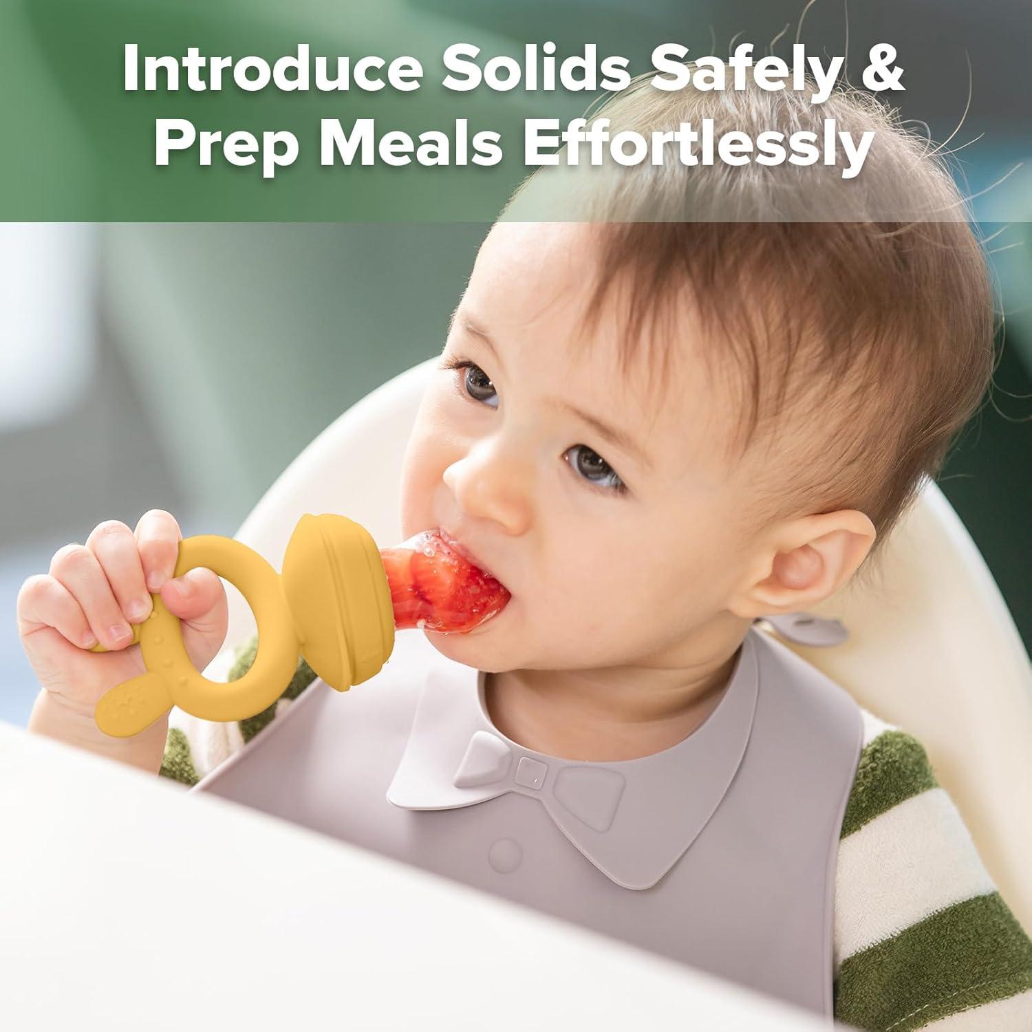 image:imageHaakaa Baby Fruit Food Feeder amp Mini Freezer Nibble Tray Combo Breastmilk Popsicle Molds for Baby Cooling Relief BPA Free Silicone Feeder for Safe Infant Self Feeding 4 Month BlushMustard