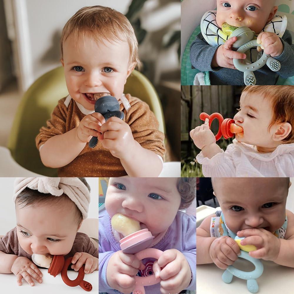 image:imageHaakaa Baby Fruit Food Feeder amp Mini Freezer Nibble Tray Combo Breastmilk Popsicle Molds for Baby Cooling Relief BPA Free Silicone Feeder for Safe Infant Self Feeding 4 Month BlushSky Blue
