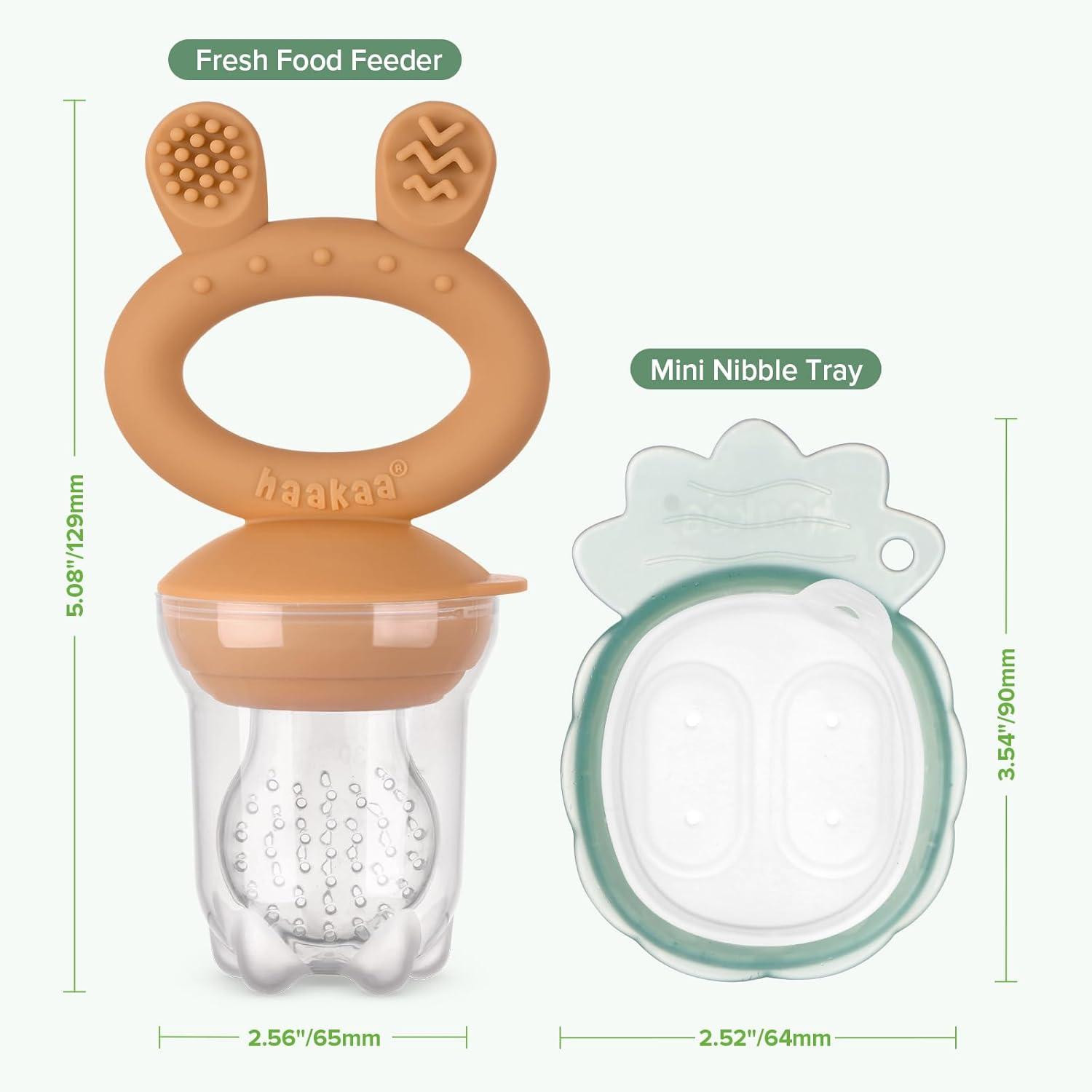 image:imageHaakaa Baby Fruit Food Feeder amp Mini Freezer Nibble Tray Combo Breastmilk Popsicle Molds for Baby Cooling Relief BPA Free Silicone Feeder for Safe Infant Self Feeding 4 Month BlushPumpkin