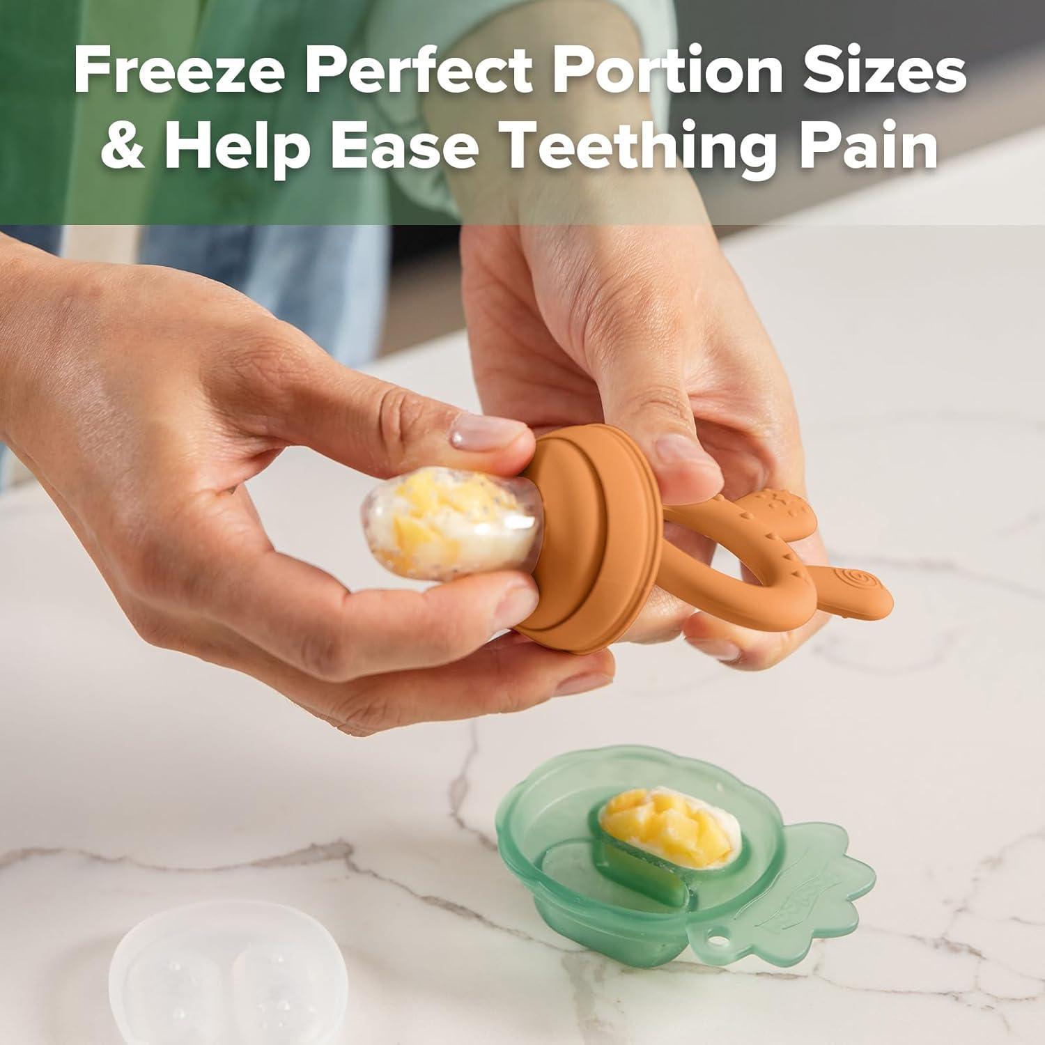 image:imageHaakaa Baby Fruit Food Feeder amp Mini Freezer Nibble Tray Combo Breastmilk Popsicle Molds for Baby Cooling Relief BPA Free Silicone Feeder for Safe Infant Self Feeding 4 Month BlushPumpkin