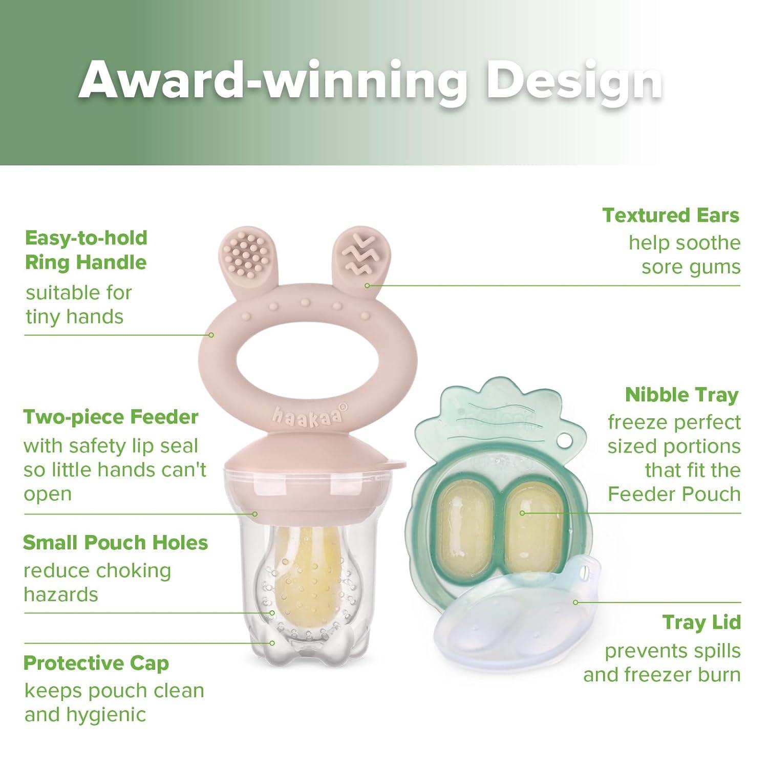 image:imageHaakaa Baby Fruit Food Feeder amp Mini Freezer Nibble Tray Combo Breastmilk Popsicle Molds for Baby Cooling Relief BPA Free Silicone Feeder for Safe Infant Self Feeding 4 Month BlushBlush