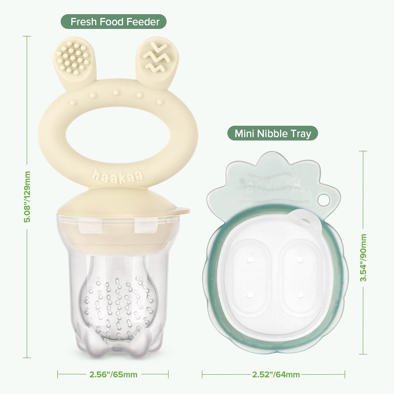 image:imageHaakaa Baby Fruit Food Feeder amp Mini Freezer Nibble Tray Combo Breastmilk Popsicle Molds for Baby Cooling Relief BPA Free Silicone Feeder for Safe Infant Self Feeding 4 Month BlushOat