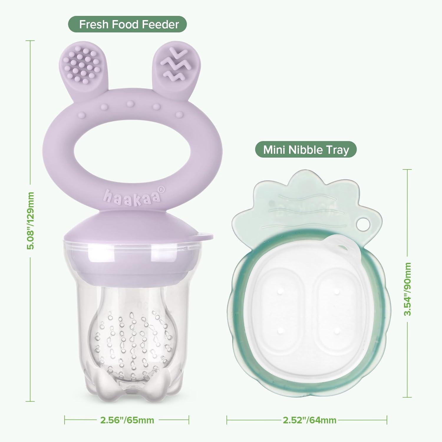 image:imageHaakaa Baby Fruit Food Feeder amp Mini Freezer Nibble Tray Combo Breastmilk Popsicle Molds for Baby Cooling Relief BPA Free Silicone Feeder for Safe Infant Self Feeding 4 Month BlushLavender