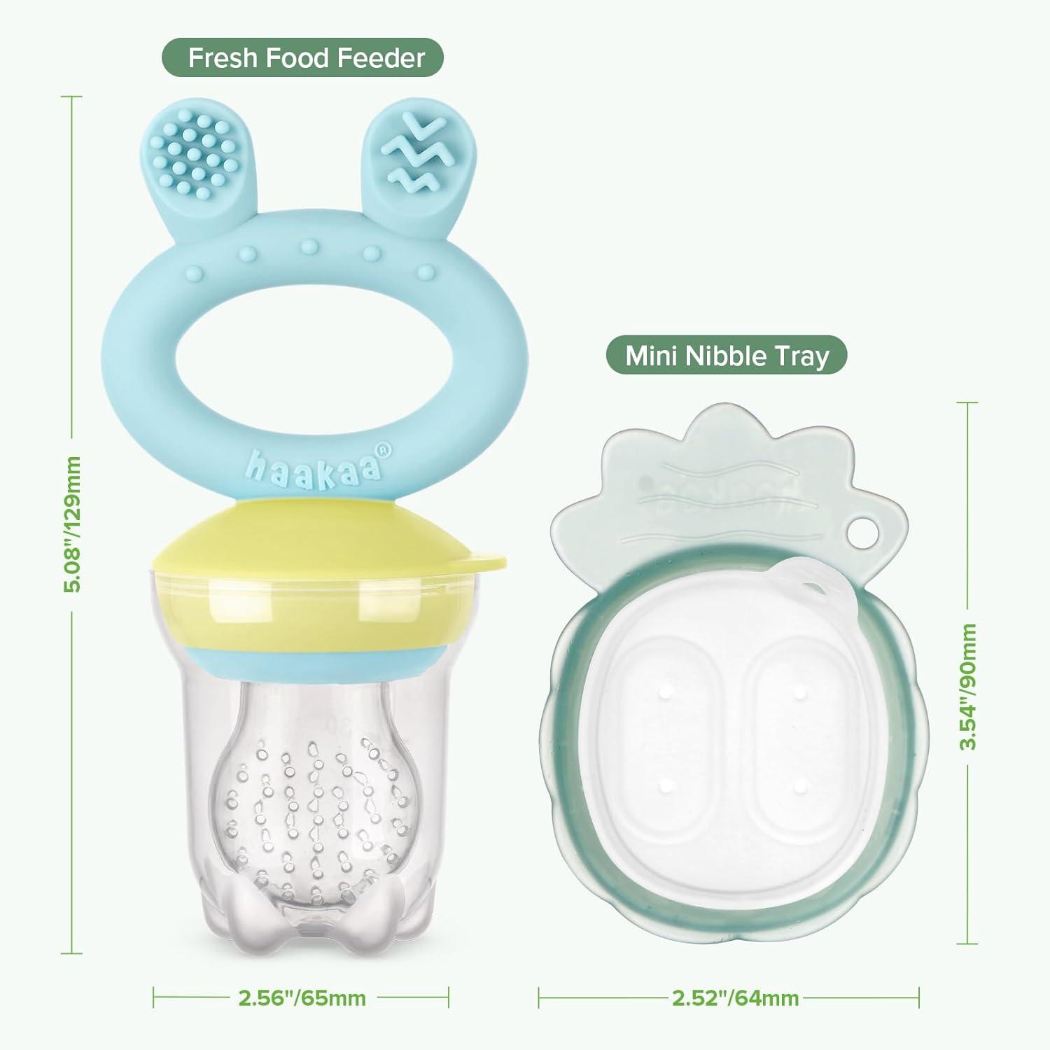 image:imageHaakaa Baby Fruit Food Feeder amp Mini Freezer Nibble Tray Combo Breastmilk Popsicle Molds for Baby Cooling Relief BPA Free Silicone Feeder for Safe Infant Self Feeding 4 Month BlushBlue