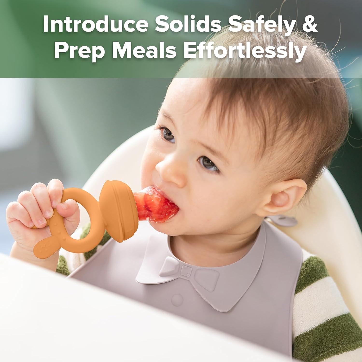 image:imageHaakaa Baby Fruit Food Feeder amp Mini Freezer Nibble Tray Combo Breastmilk Popsicle Molds for Baby Cooling Relief BPA Free Silicone Feeder for Safe Infant Self Feeding 4 Month BlushPumpkin