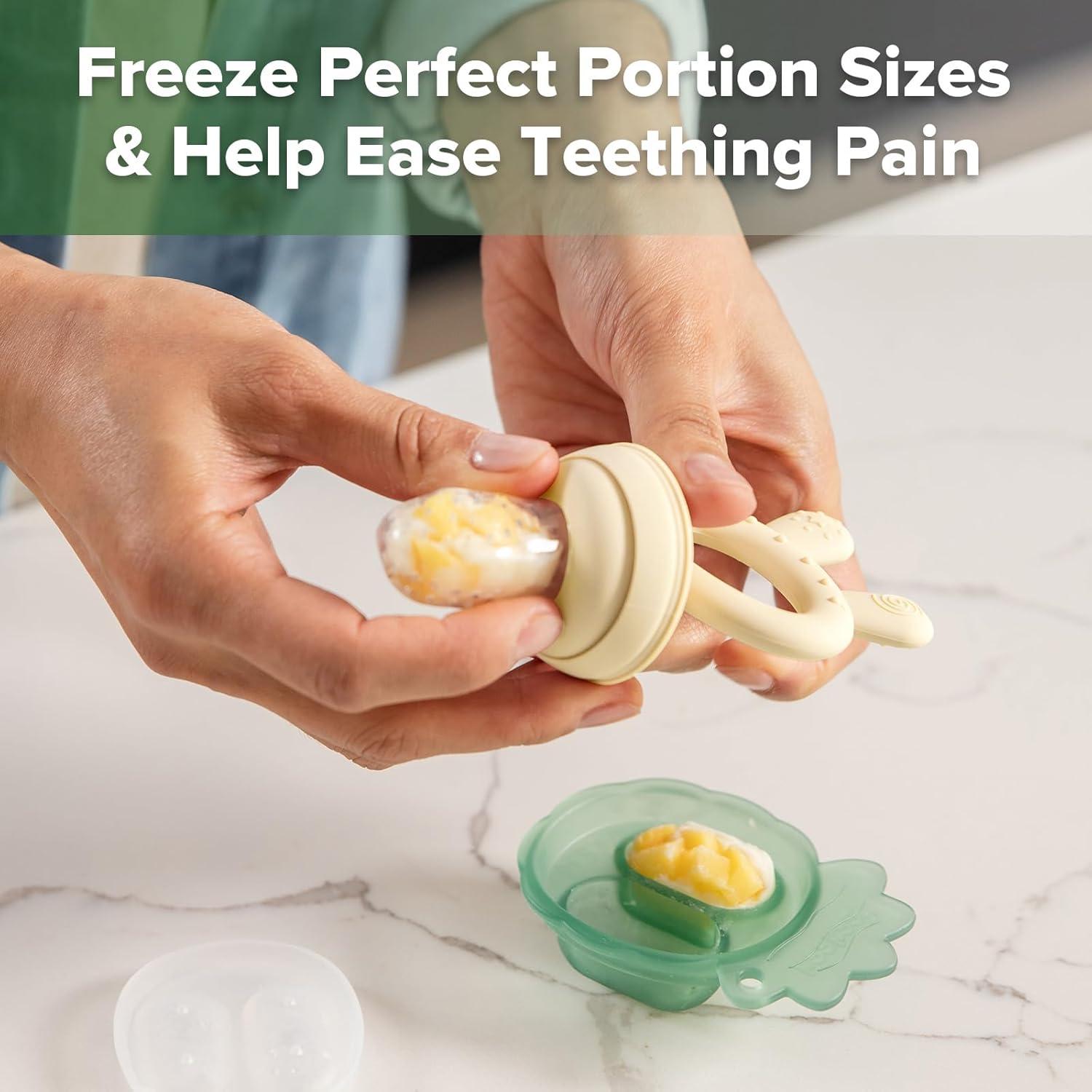 image:imageHaakaa Baby Fruit Food Feeder amp Mini Freezer Nibble Tray Combo Breastmilk Popsicle Molds for Baby Cooling Relief BPA Free Silicone Feeder for Safe Infant Self Feeding 4 Month BlushOat