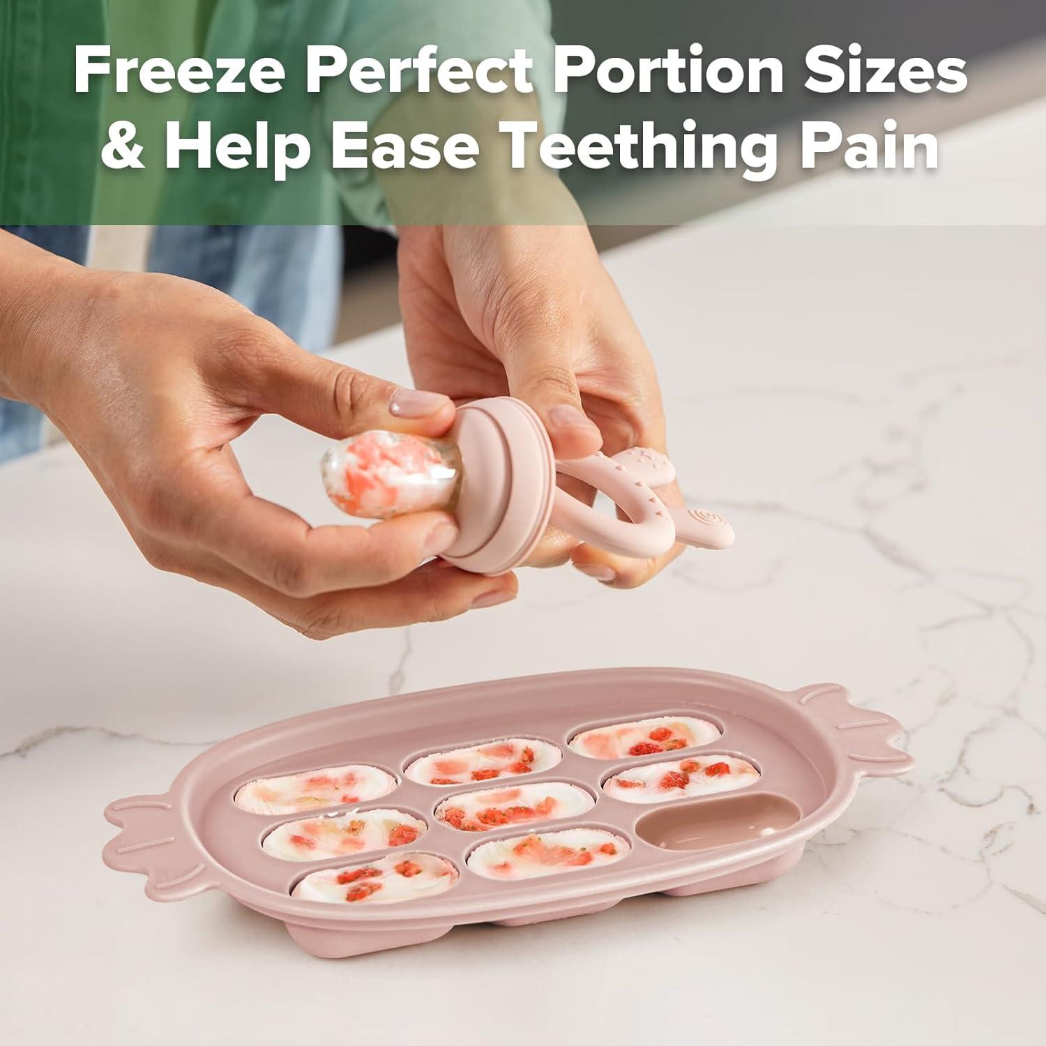 image:imageHaakaa Baby Fruit Food Feeder amp Silicone Nibble Tray Combo Breastmilk Popsicle Mold for Baby Cooling Relief BPA Free Baby Mesh Feeder for Infant Self FeedingBlush