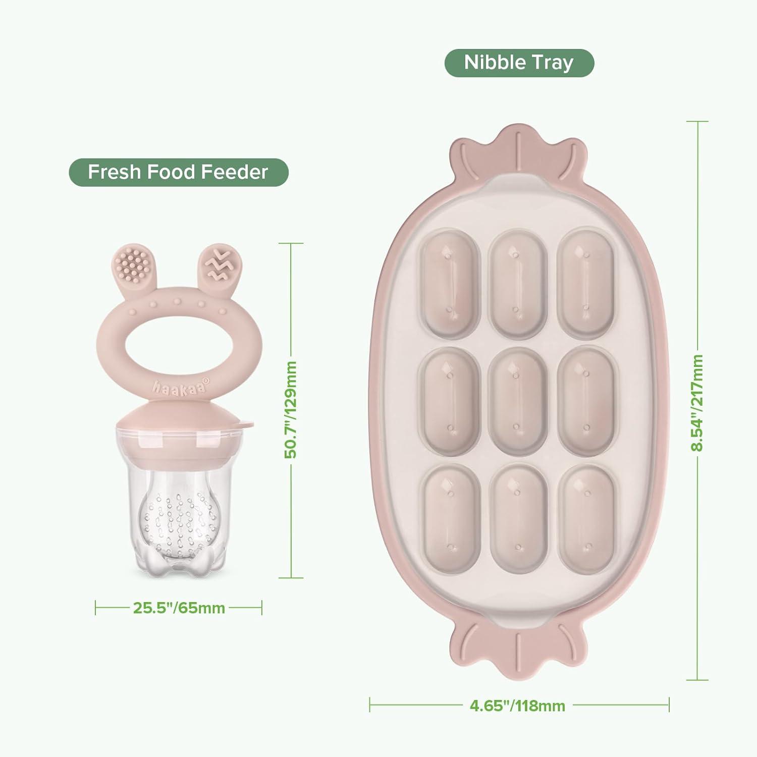 image:imageHaakaa Baby Fruit Food Feeder amp Silicone Nibble Tray Combo Breastmilk Popsicle Mold for Baby Cooling Relief BPA Free Baby Mesh Feeder for Infant Self FeedingBlush