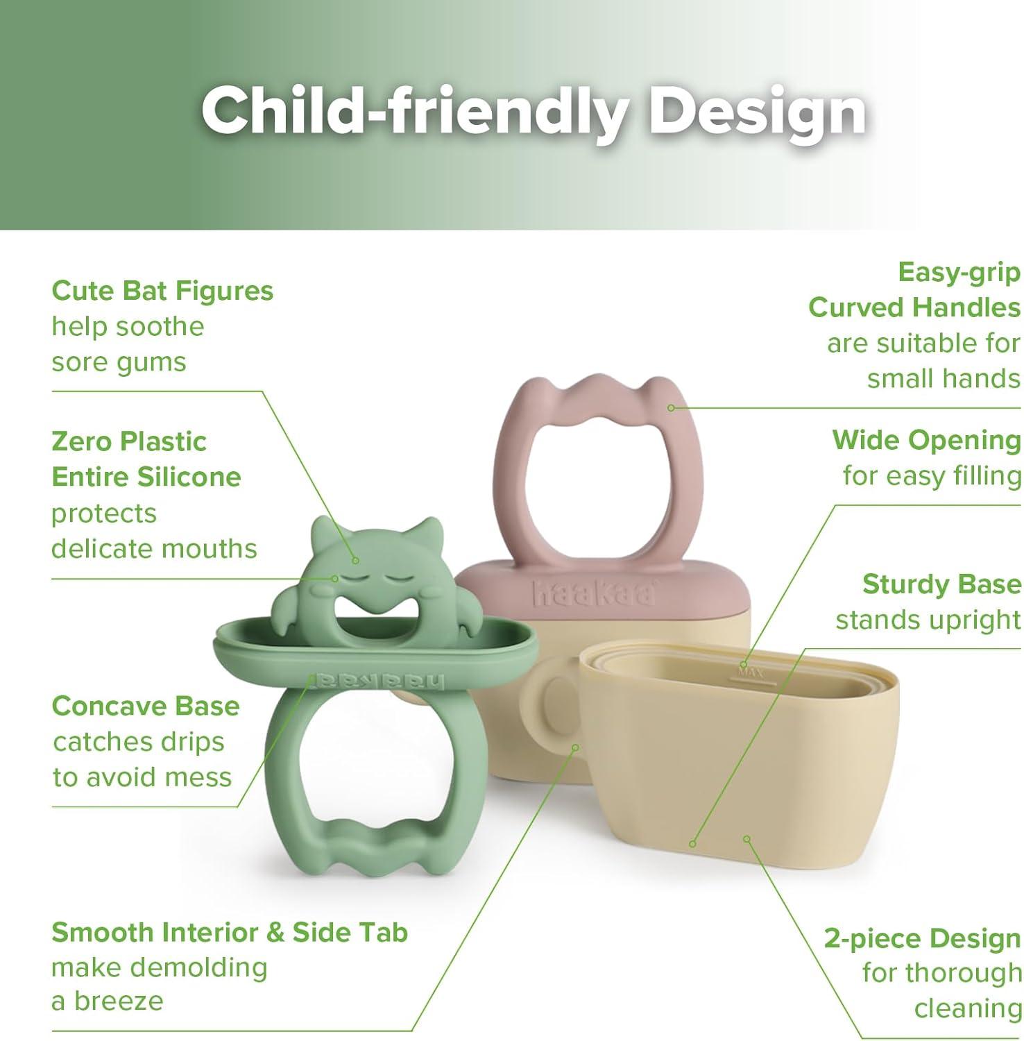image:imageHaakaa Chilly Monster Breastmilk Popsicle Molds Silicone Popsicle Molds for Baby Teething Relief BPA Free Frozen Breast Milk Teether Popsicle Maker amp Ice Pop Molds for Infant 6m Blush Pea GreenBlush Pea Green