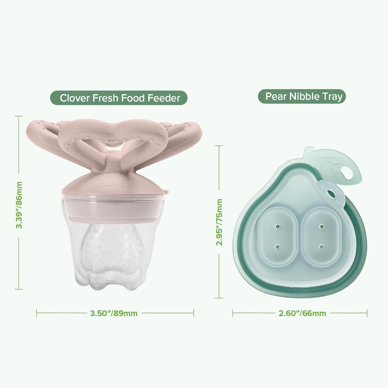 image:imageHaakaa Clover Baby Fruit Feeder Teether amp Mini Freezer Nibble Tray BPAFree Silicone Breastmilk Popsicle Mold for Baby Teething Relief amp SelfFeeding 4M Pea GreenBlush